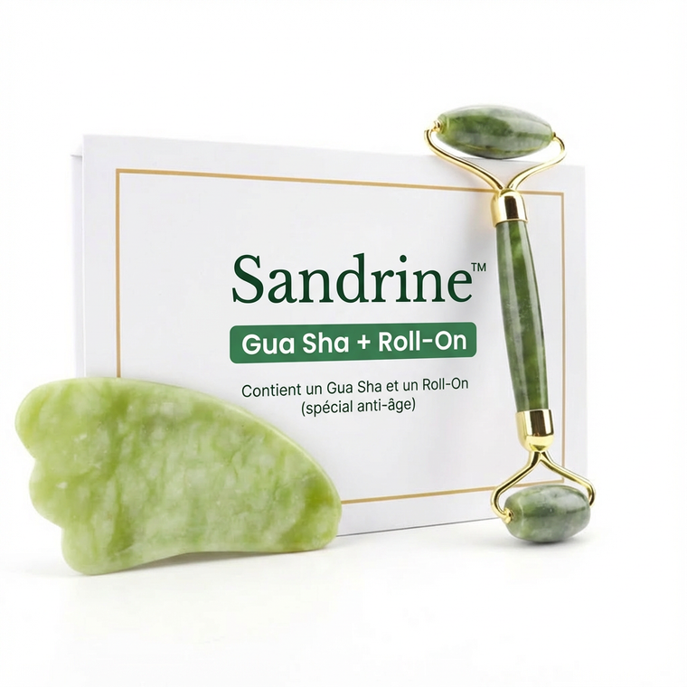 Gua Sha + Roll-On Sandrine™ - Contient un Gua Sha et un Roll-On (spécial anti-âge)