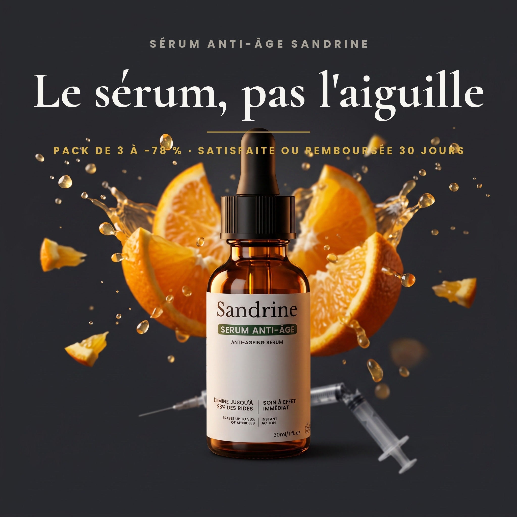 Le sérum, pas l'aiguille — Sérum Anti-âge Sandrine, pack de 3 à -78 %