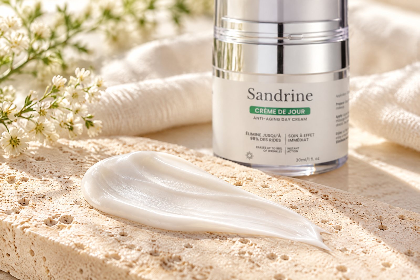 La Crème de Jour Sandrine et sa texture légère, lumière du matin