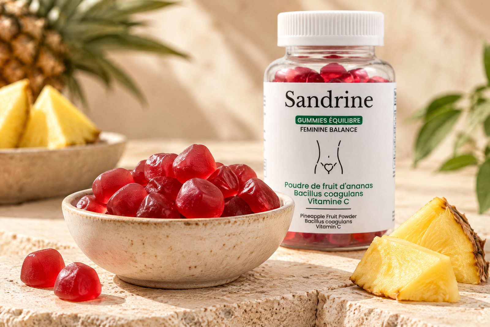 Des gummies à l'ananas, sans sucre