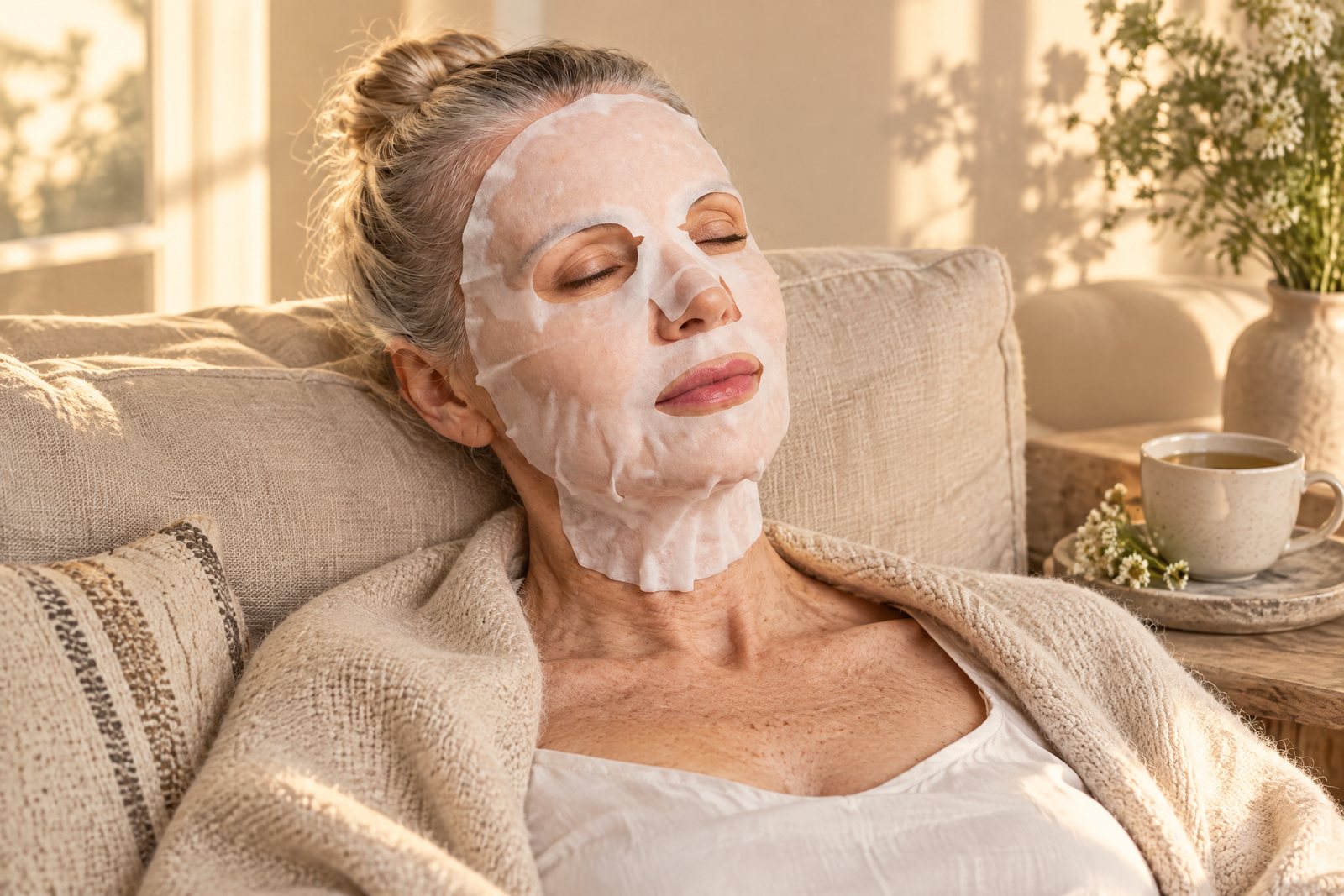 Pause avec le masque hydratant